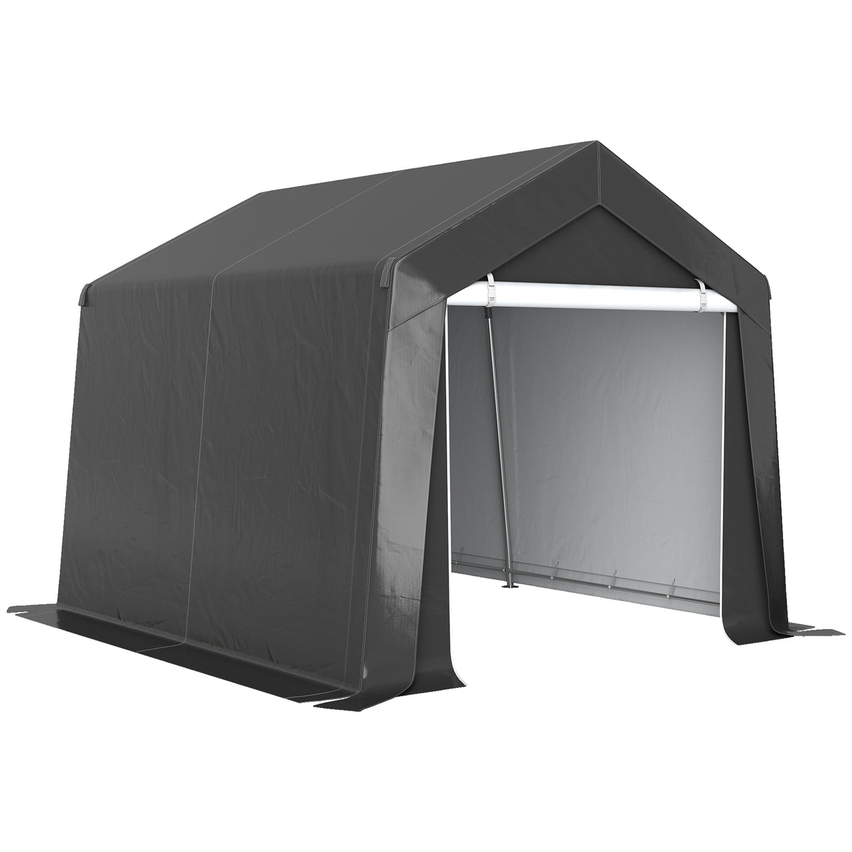 Abrigo de jardim tenda de armazenamento portátil para exterior com estrutura em aço galvanizado e porta ampla 3 x 3 m cinza — foto 1