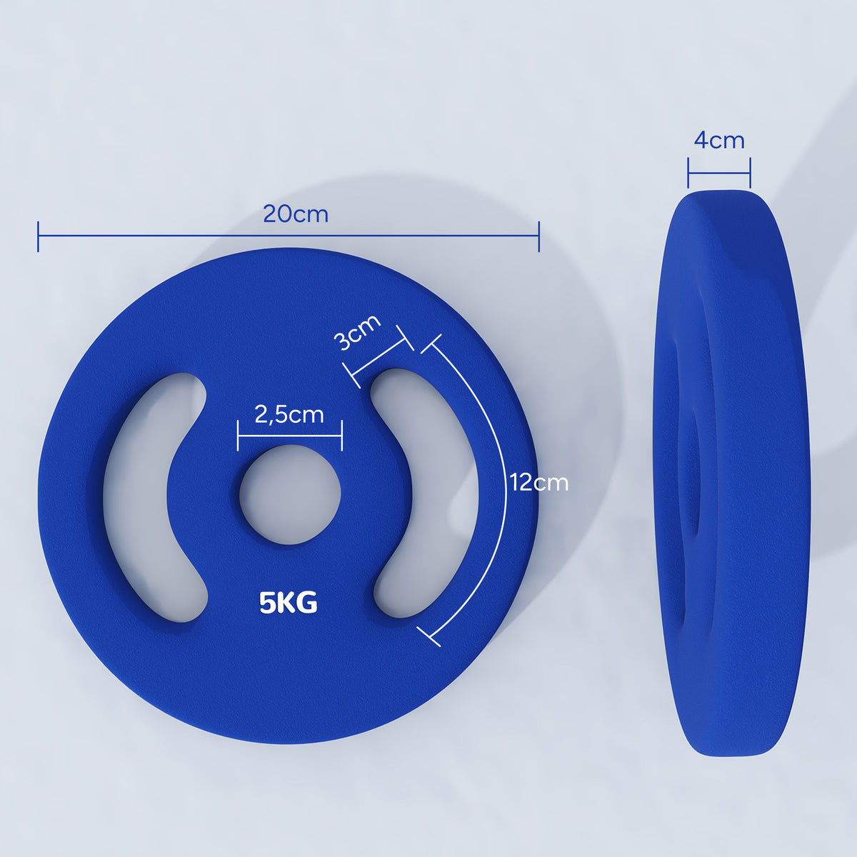 2x5 kg Placas de Peso com Pegadas Práticas Conjunto de Pesos para Casa Ginásio Treino de Força Azul — foto 2