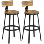 Conjunto 2 Bancos de Bar Estilo Rústico com Apoio para os Pés em Madeira e Metal 37x47x96 cm Castanho — foto 1