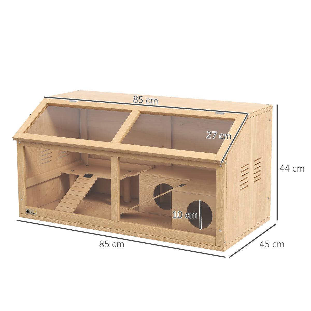 Gaiola para Hamsters Sírios e Hamsters Anões com Plataforma Ponte Suspensa Cabana 85x45x44 cm — foto 2