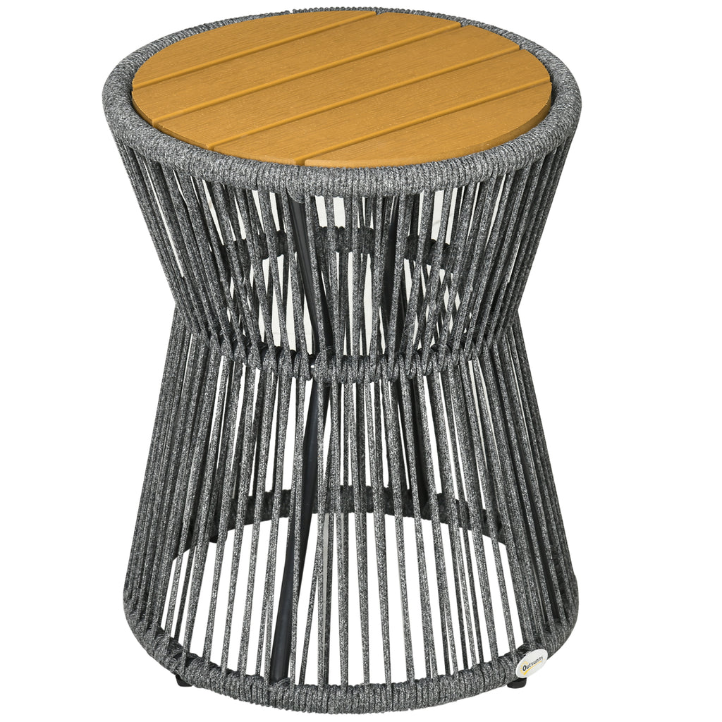 Mesa de jardim em estilo boho, resistente às intempéries, PE-Rattan, 39 cm x 39 cm x 49 cm, Preto + Natural — foto 1