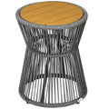 Mesa de jardim em estilo boho, resistente às intempéries, PE-Rattan, 39 cm x 39 cm x 49 cm, Preto + Natural — foto 1