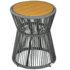 Mesa de jardim em estilo boho, resistente às intempéries, PE-Rattan, 39 cm x 39 cm x 49 cm, Preto + Natural — foto 1