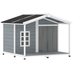 Casota para Cães Resistente às Intempéries Elevada em Madeira com Telhado de Betume Terraço para Cães de Porte Médio 103x107x83,5 cm Cinza — foto 1