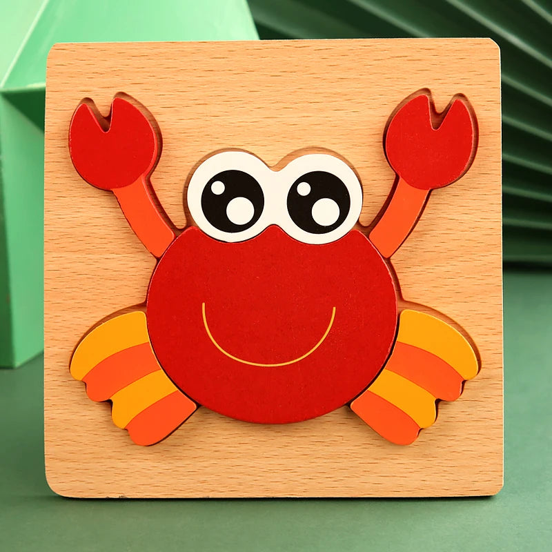 Alta qualidade 3d quebra-cabeça de madeira do bebê dos desenhos animados animal tráfego jigsaw aprendizagem — foto 2