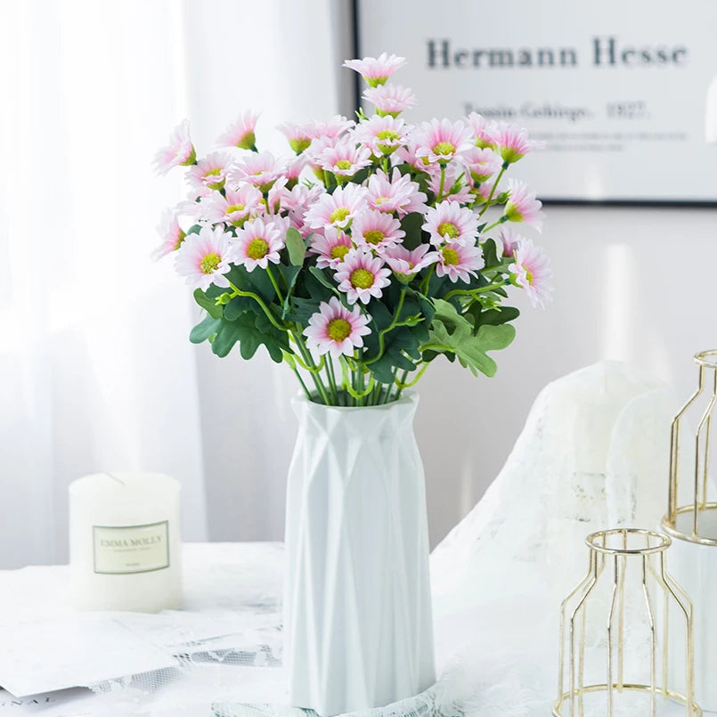 Buquê de Margaridas de Seda Artificial com 21 Cabeças para Decoração de Casa, Casamento, Produtos Domésticos — foto 5