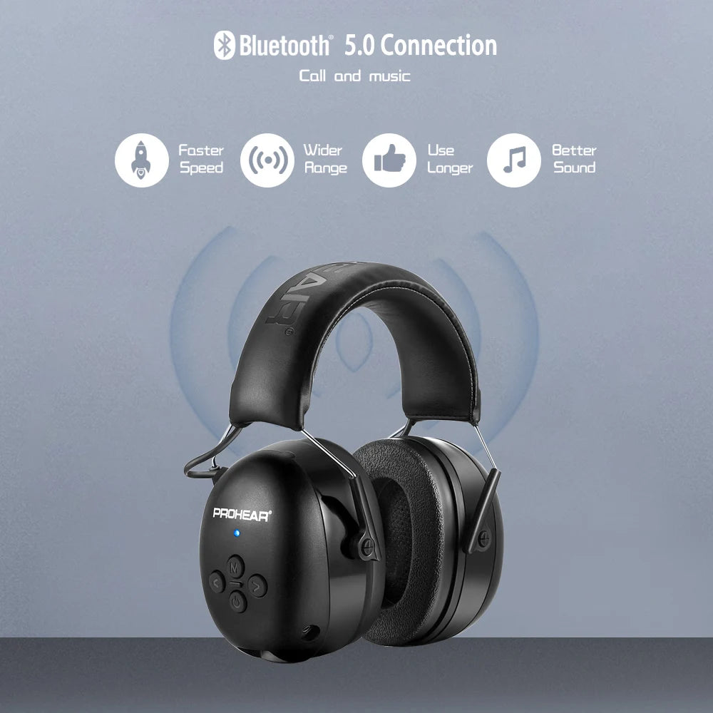 Auscultadore eletrônico 5.0, protetores de ouvido bluetooth, proteção auditiva, para música, segurança — foto 3
