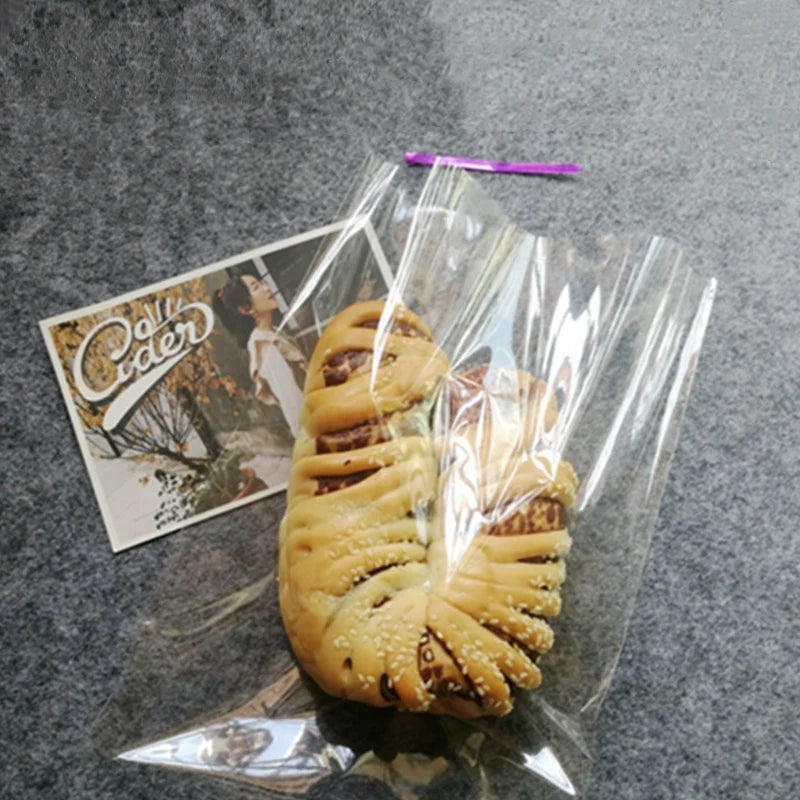 Vida saco plástico transparente para doces biscoito pão comida feijão de chocolate claro superior aberto — foto 2