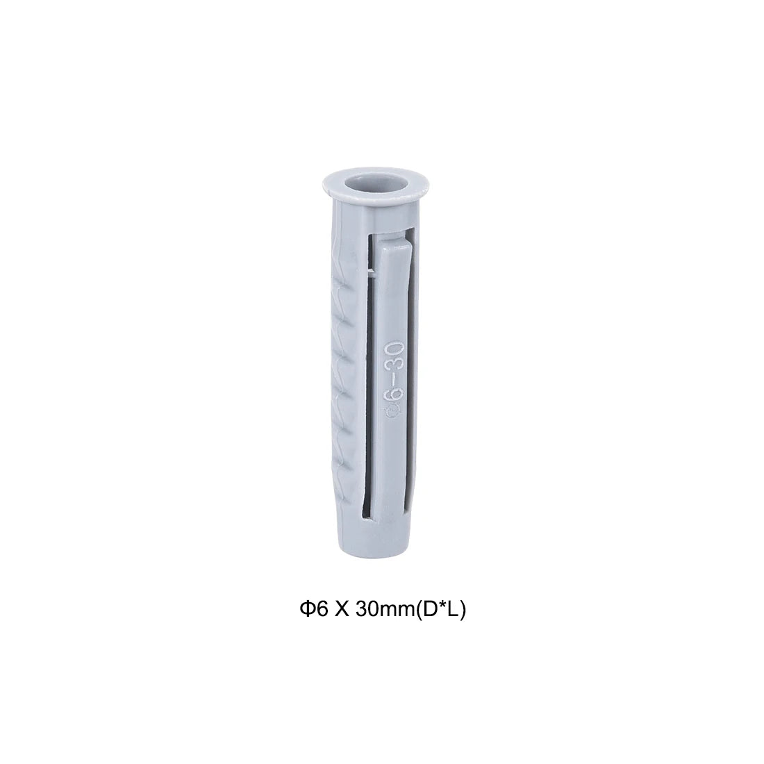 100 peças 6mm x 30mm coluna de tubo de expansão de plástico âncora de concreto plugue de parede cinza — foto 1