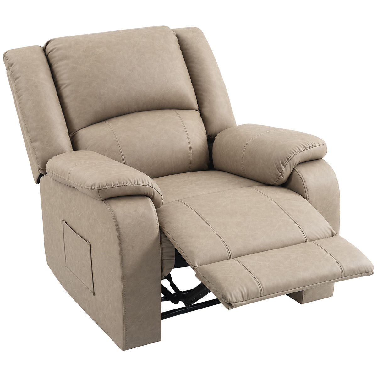 Cadeirão Relax Reclinável Manual em PU com Apoio para os Pés, Assento Largo, Acolchoado Espesso, Reclinável até 155°, Cáqui — foto 1