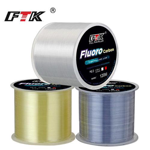 120m linha de pesca 0.2mm-0.6mm 7.15lb-45lb processo de tratamento de revestimento de fluorocarbono moléculas — foto 1