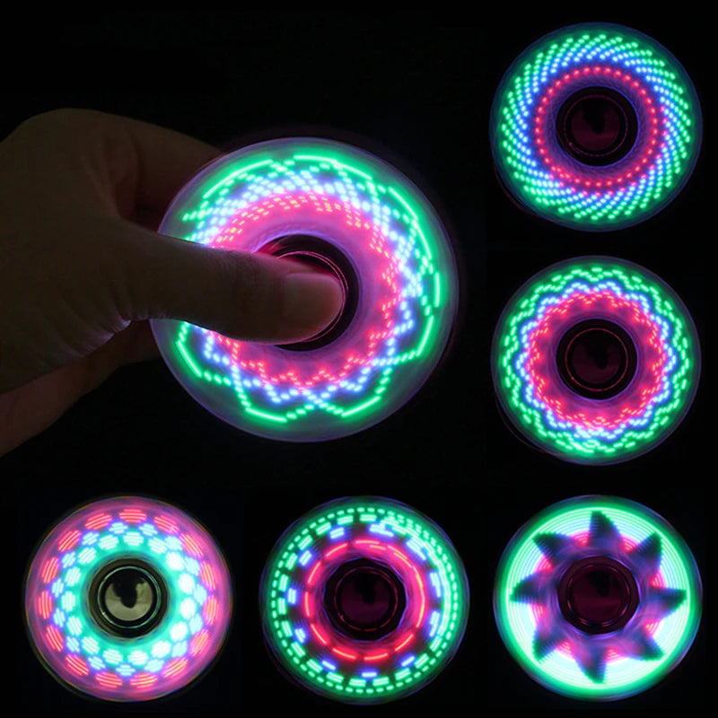 6 cores criativo led luz luminosa fidget spinner muda mão spinner golw no escuro alívio do estresse — foto 2