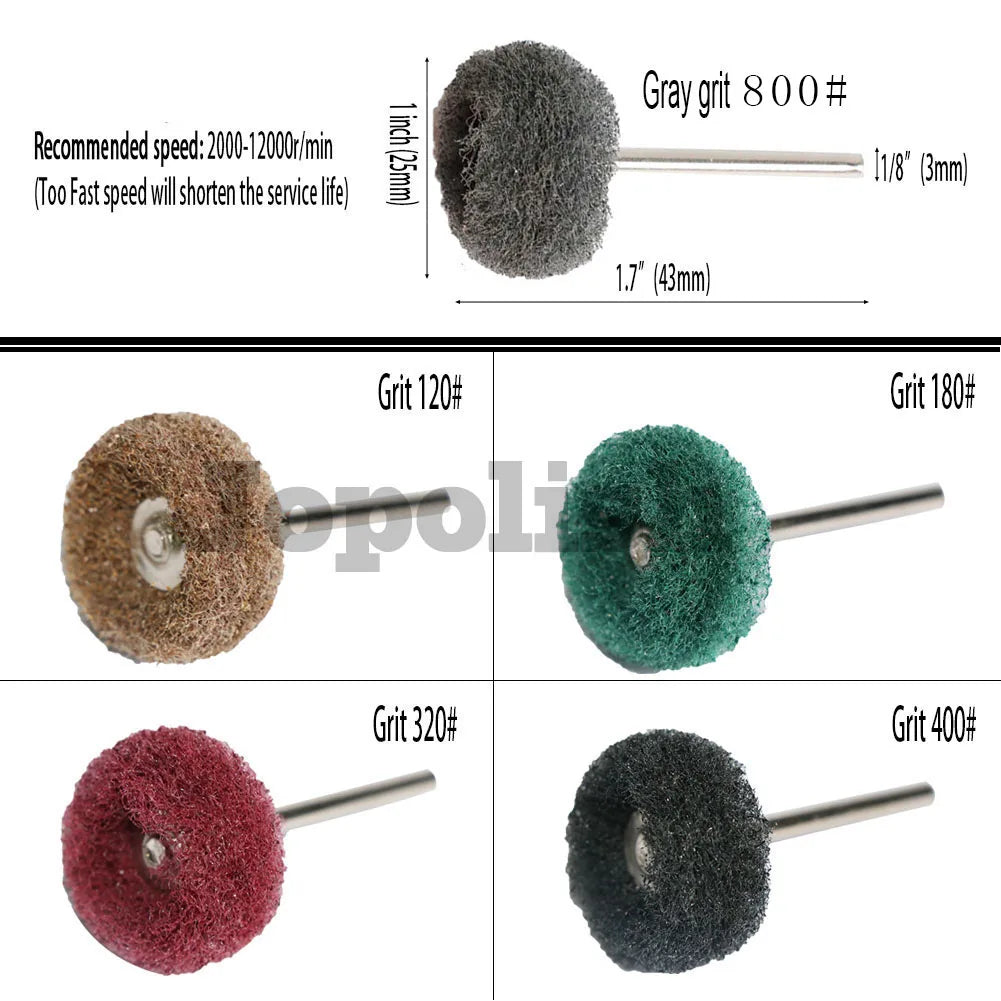 1 cabeça de lixamento de feltro de lã roda de polimento abrasivo 2.35/3mm - Mix 8 unidades com 2.35mm shank — foto 6