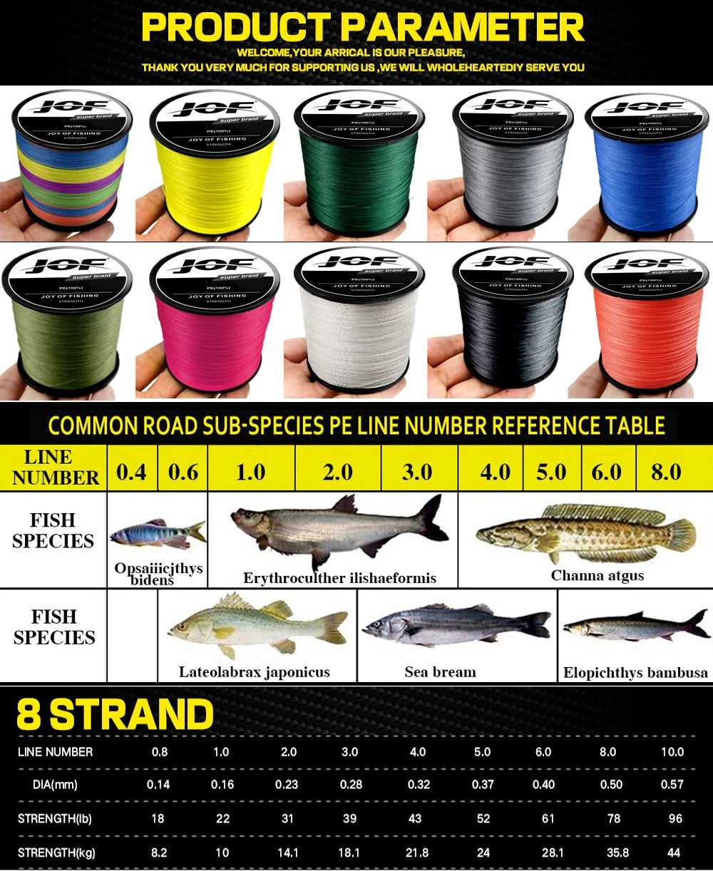 Linha de pesca trançada, 8 fios, 1000m, 500m, 300m, 100m, linha de pesca de carpa - Laranja 100M 0.23MM 31LB — foto 6