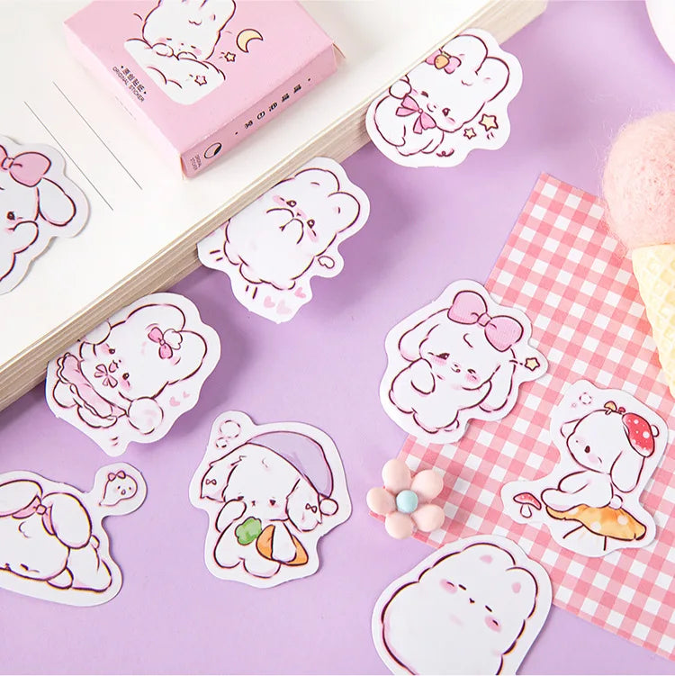 45 pçs/caixa coelho bonito diário kawaii decoração adesivos planejador scrapbooking papelaria coreano diário — foto 2