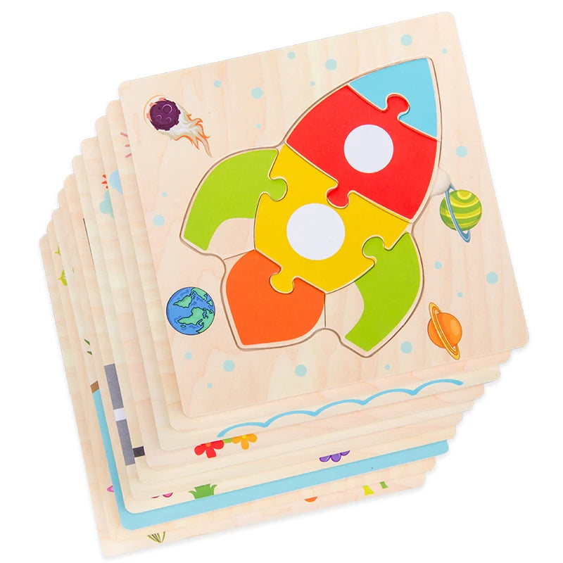 Bebê de madeira 3d quebra-cabeças tangram formas aprendizagem educacional dos desenhos animados inteligência — foto 4