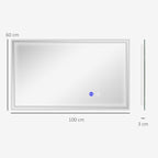 Espelho de Banheiro Retangular com LED Luminoso Horizontal ou Vertical 100x60 cm — foto 2