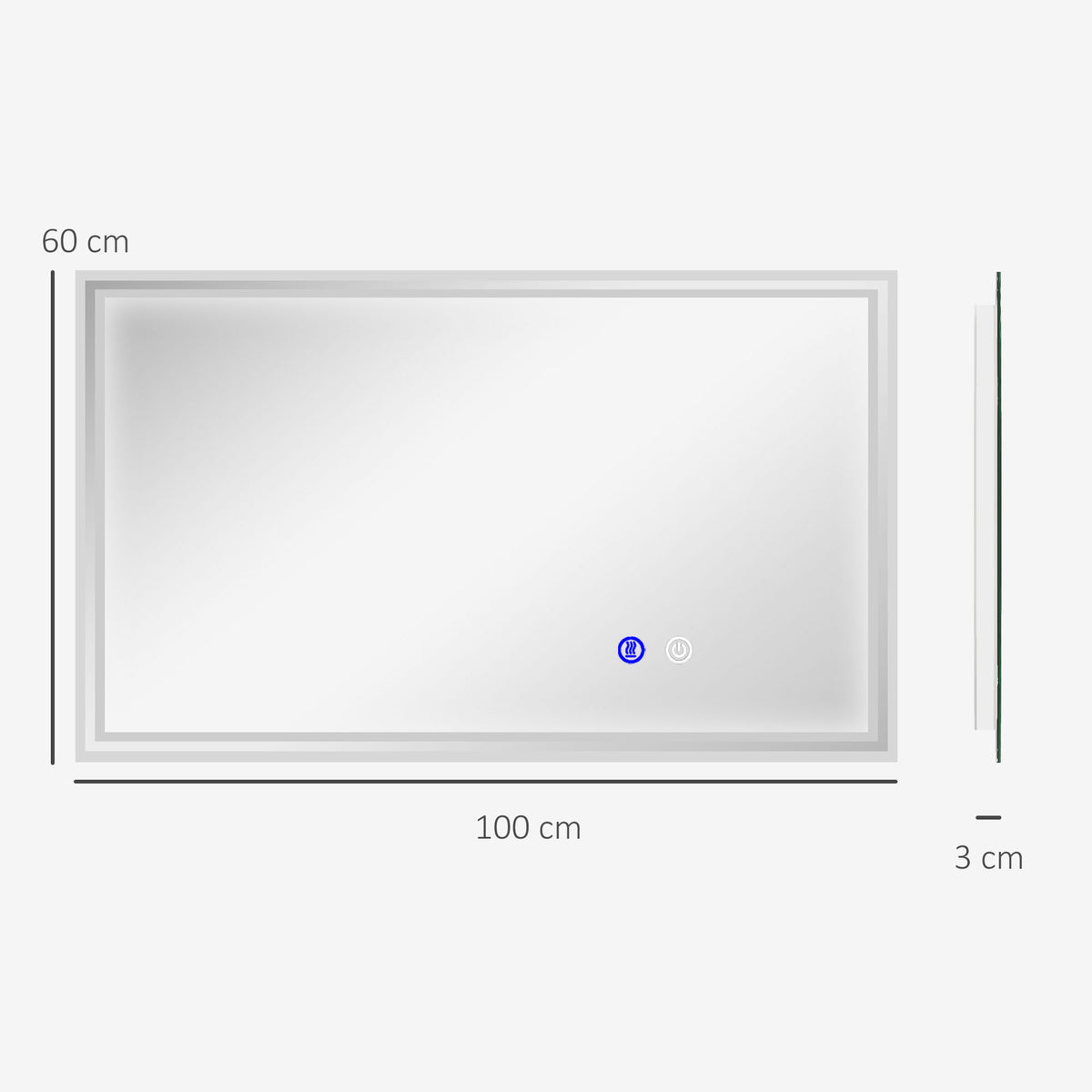 Espelho de Banheiro Retangular com LED Luminoso Horizontal ou Vertical 100x60 cm — foto 2