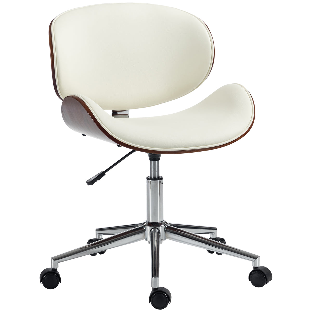 Cadeira de Escritório Design Vintage, Altura Regulável, Giratória 360°, Revestimento Sintético, 53x53x87cm, Creme — foto 1