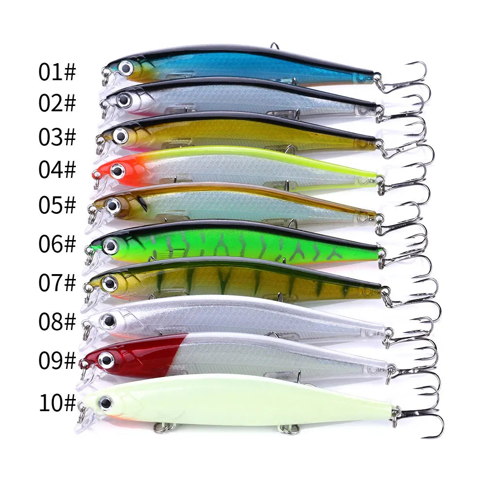 1 Unidade Isca Artificial Rígida Minnow Wobbler Crankbait Laser Suspensa Afundante 11cm 13g para Pesca — foto 1