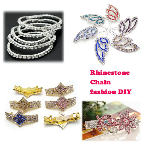 1 jarda 10 jardas/rolo SS6-SS16 glitter cristal strass corrente costurar em cola para roupas diy acessórios — foto 1