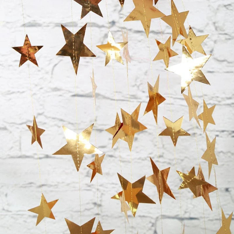 Guirlanda de Papel Dourado e Prateado Brilhante 4M, Banners de Estrelas — foto 2