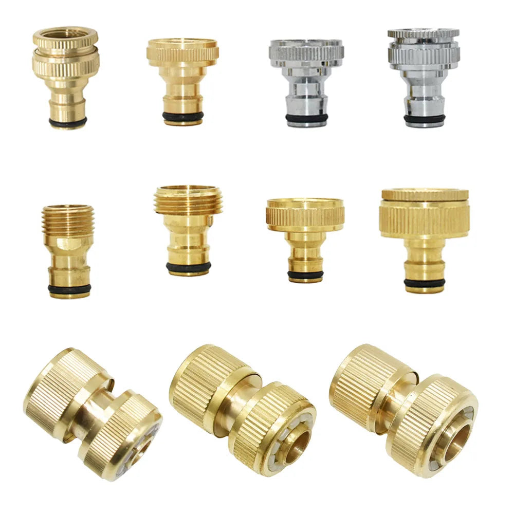 1/2 3/4 5/8 1 rosca conector rápido de bronze jardim rega adaptador irrigação por gotejamento mangueira cobre — foto 2
