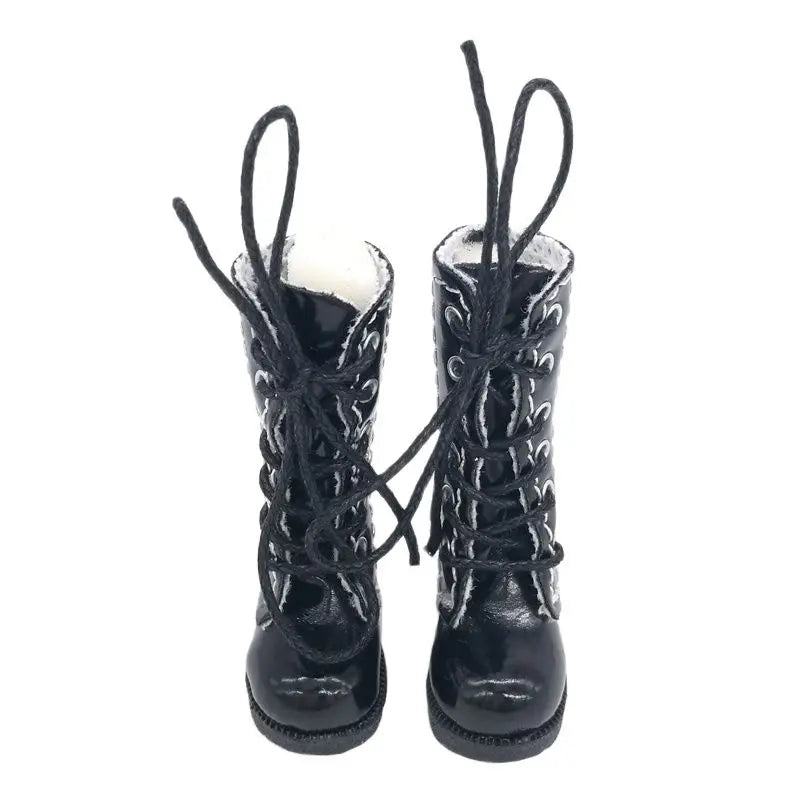 Botas de boneca de 3.2cm para brinquedo de boneca blythe, 1/6 mini sapatos de bota alta de couro para boneca — foto 1