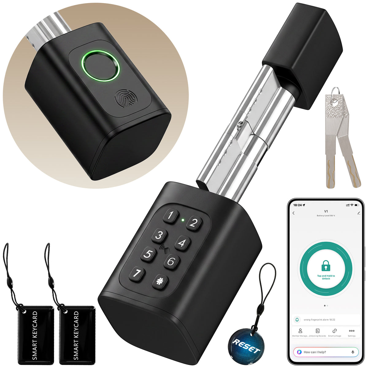Fechadura Inteligente 5 em 1 com Impressão Digital, App Tuya, Bluetooth, Código, Cartão NFC/RF e Chave, Códigos Temporários — imagem 11