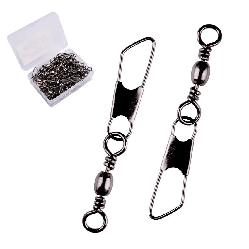 50 pçs/caixa barril de bronze pesca giratória anéis sólidos pino linha conector anzol - Tamanho 12 29mm 6kg — foto 1