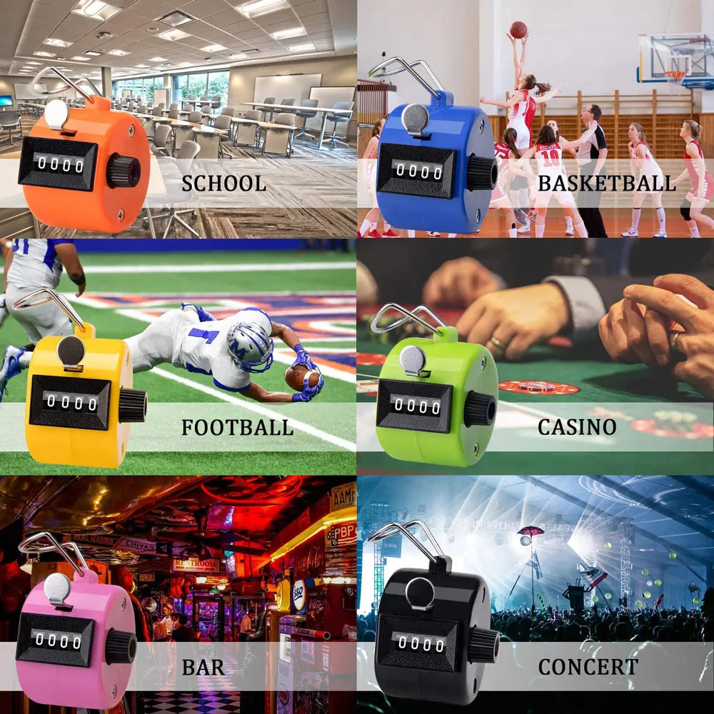 Contadores de 4 dígitos mão dedo display manual contagem clicker temporizador futebol golfe - Laranja — foto 6