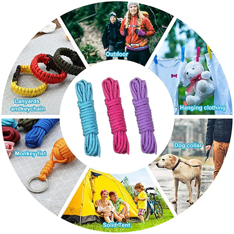 Paracord de 4mm de diâmetro com 7 núcleos para sobrevivência, corda de paraquedas, cordão, camping, escalada — foto 5