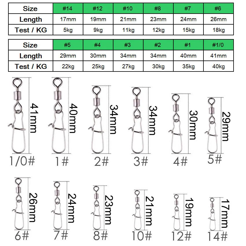 20 pçs rolamento giratório conector de pesca rolamento pesca giratória snap aço inoxidável isca de pesca — foto 4