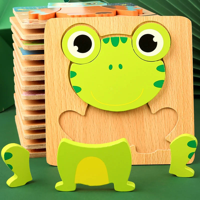 Alta qualidade 3d quebra-cabeça de madeira do bebê dos desenhos animados animal tráfego jigsaw aprendizagem — foto 3