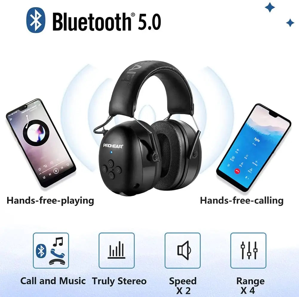 Auscultadore eletrônico 5.0, protetores de ouvido bluetooth, proteção auditiva, para música - 037 preto — foto 6