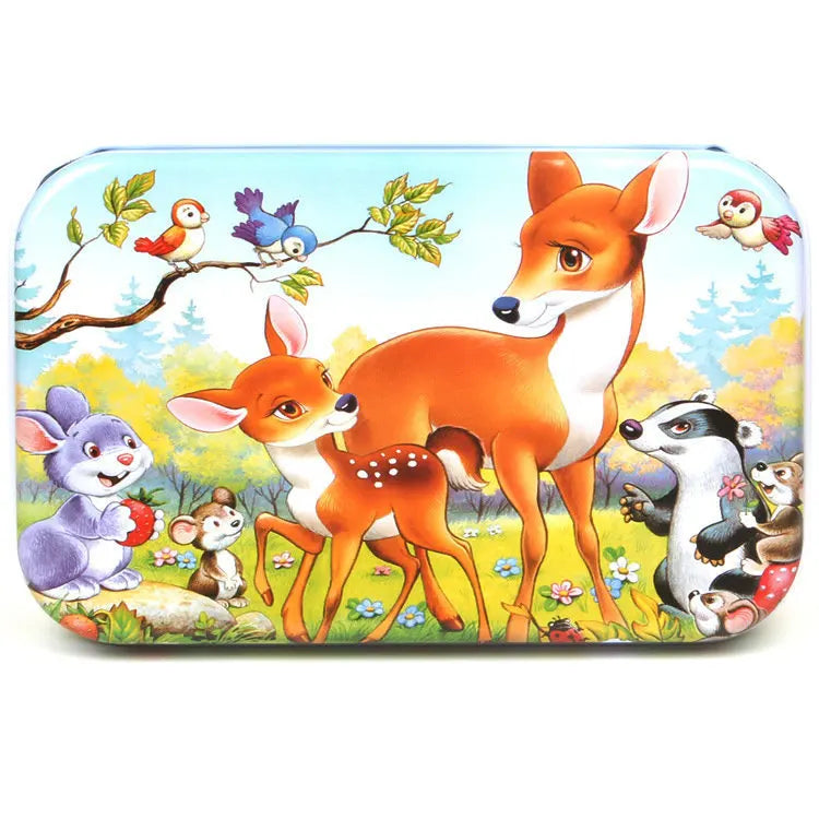 Quebra-cabeça de madeira de 60 peças, brinquedos para crianças, veículo de desenho animado, animal, madeira — foto 1