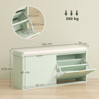 Banco para Sapatos com Almofada de Assento Acolchoada e Gaveta Basculante para Corredor Quarto 104x26x47,5 cm Verde — foto 2