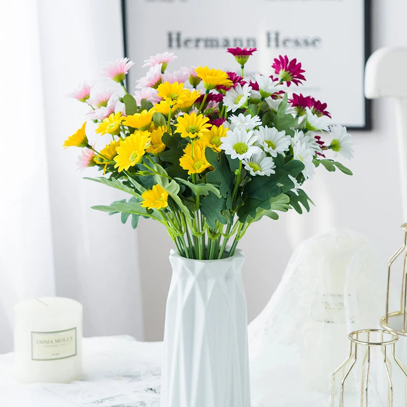 Buquê de Margaridas de Seda Artificial com 21 Cabeças para Decoração de Casa, Casamento, Produtos Domésticos — foto 3