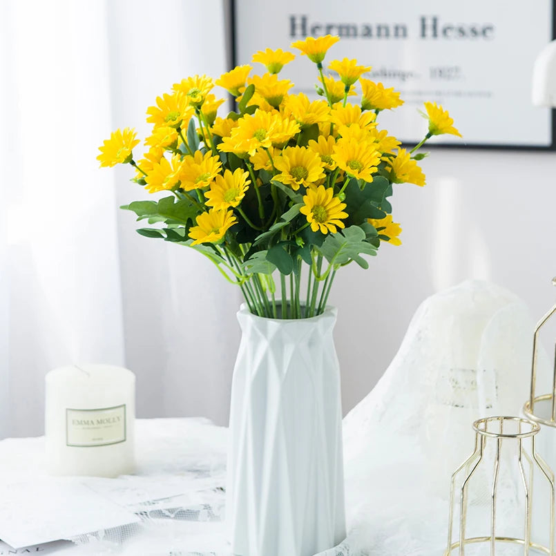 Buquê de Margaridas de Seda Artificial com 21 Cabeças para Decoração de Casa, Casamento, Produtos Domésticos — foto 4