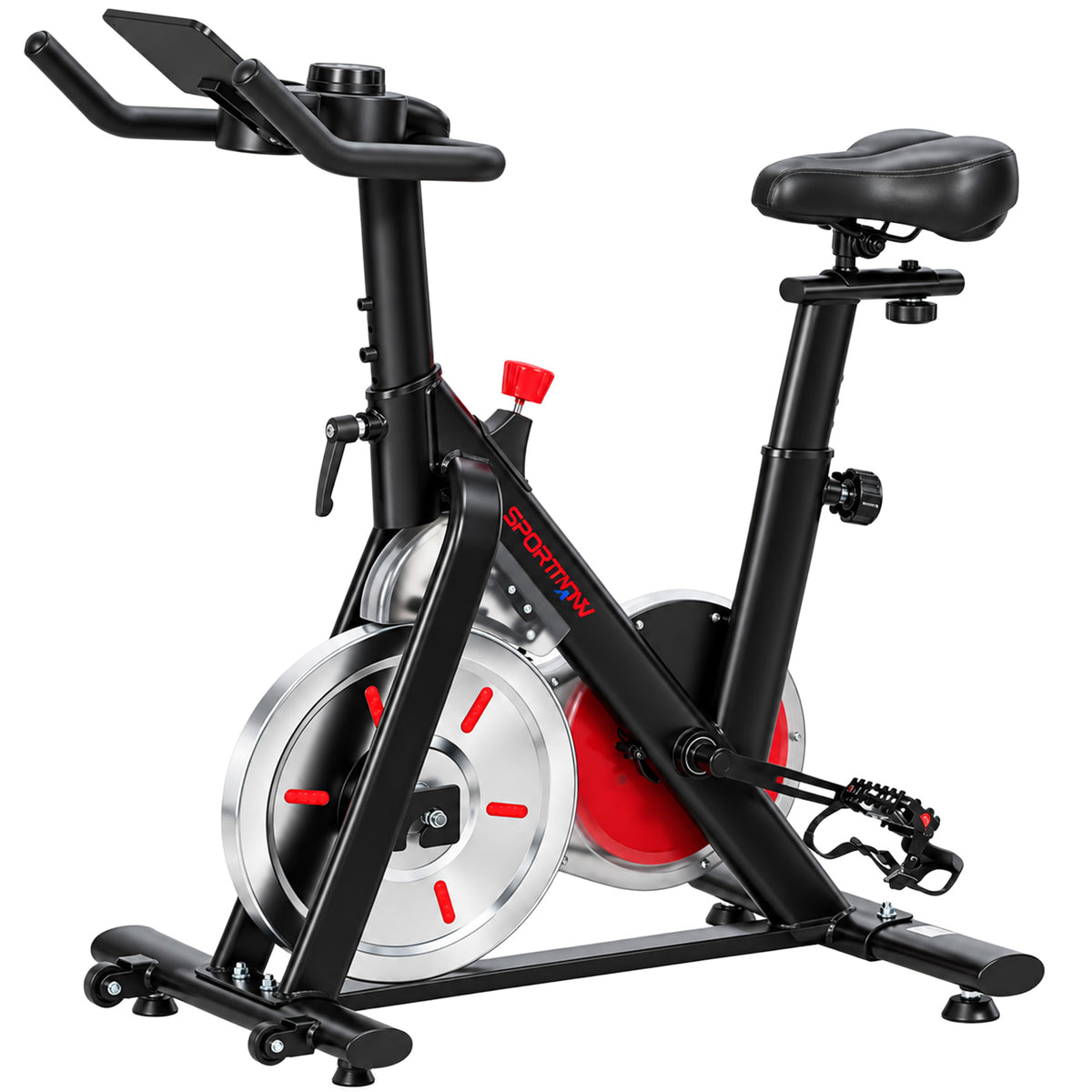 Bicicleta Estática com Bluetooth Resistência Magnética Volante de 8 kg, Ecrã LCD Selim e Guiador Ajustáveis — foto 1