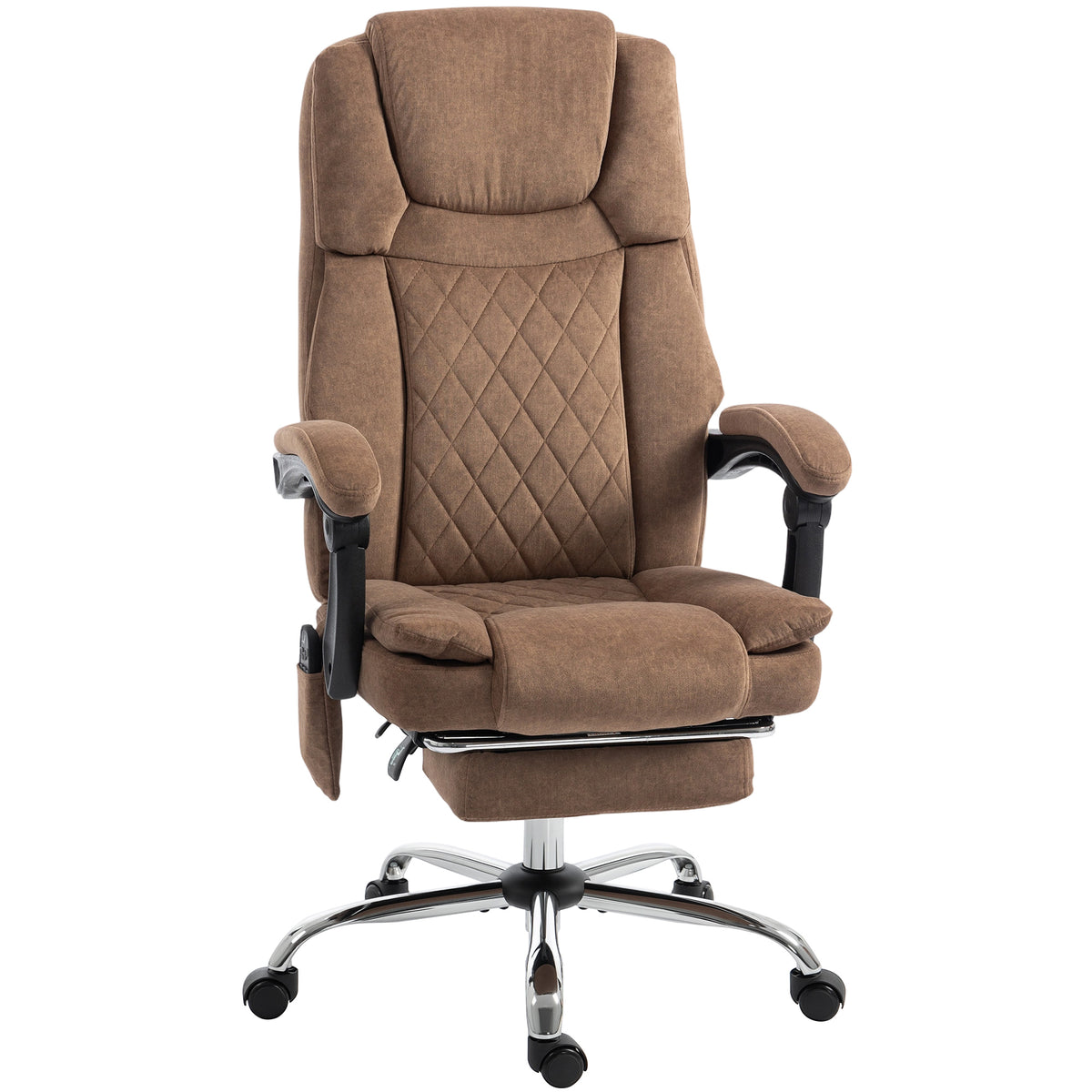 Cadeira de Escritório Massageadora Vibratória e Aquecedora, Cadeira de Escritório Ergonômica em Veludo Estampado, Encosto Reclinável, Marrom — foto 1