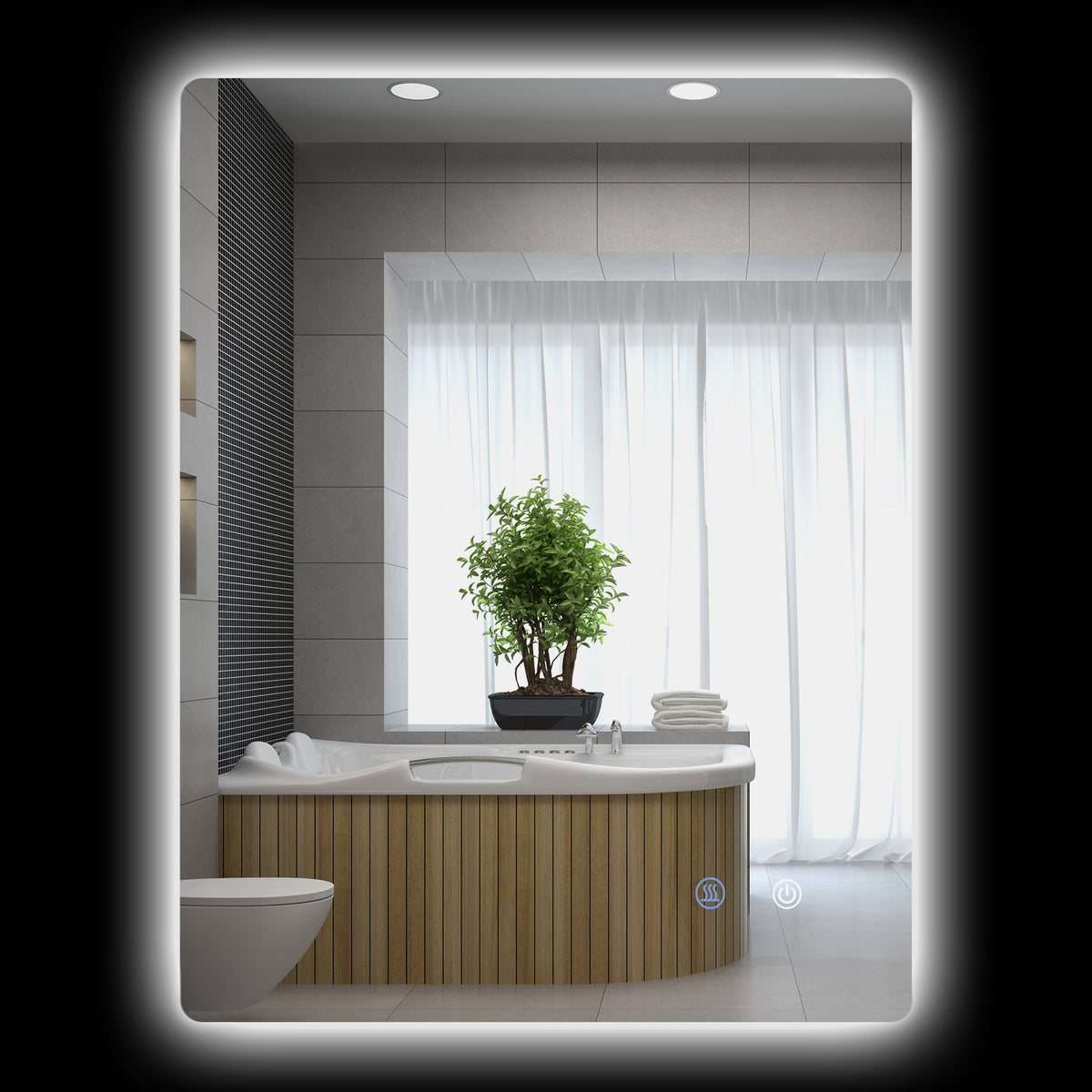 Espelho Retangular Iluminado de LED para Banheiro 80x60 cm Branco Transparente — imagem 9