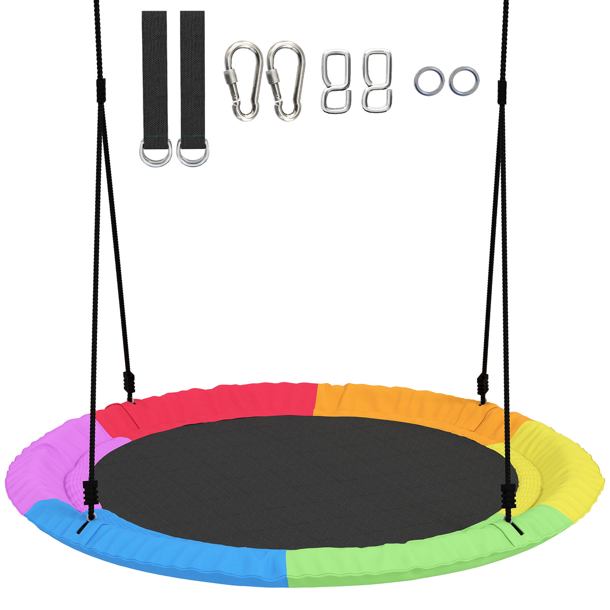 Balanço Ninho Ajustável Suspenso até 300 kg com Cordas Ajustáveis 100x100x180 cm Multicolorido — foto 1