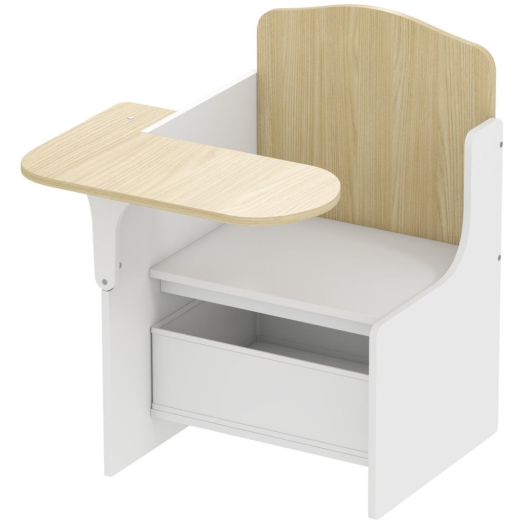 Mesa e Cadeira para Crianças com Cesto de Arrumação Conjunto de Mesa de Atividades 2 em 1 para Desenho Leitura e Brincadeiras Branco — foto 1