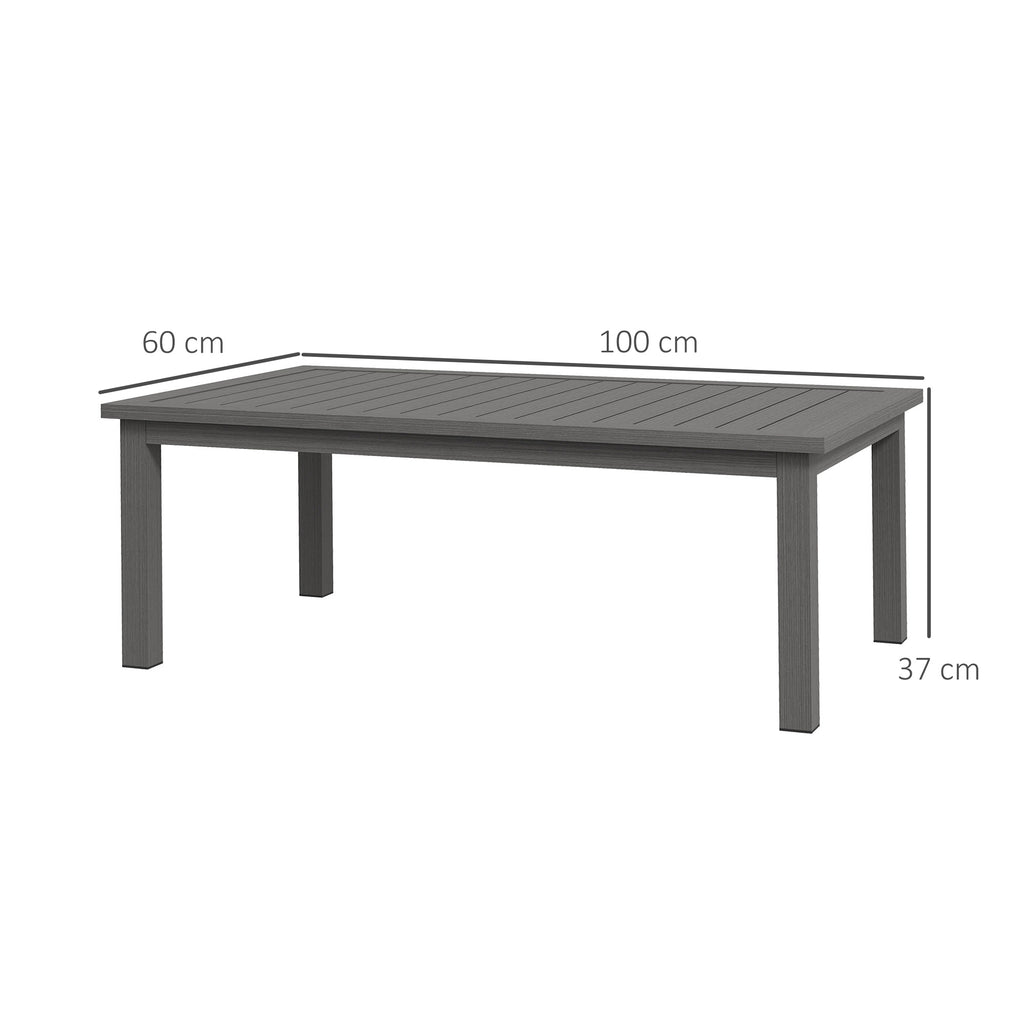 Mesa de Centro Retangular com Ripas para Interior/Externo em Alumínio 100x60x37 cm Marrom — foto 2