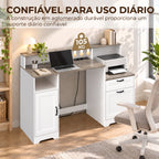 Secretária com Estação de Carregamento Gavetas e Prateleiras com Tomadas Castanho Acinzentado e Branco — imagem 6
