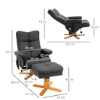 Poltrona de massagem com puff, Poltrona relax reclinável 145° com função de massagem, Espaço de arrumação, Couro sintético, 80 x 86 x 99 cm, Preto — foto 2