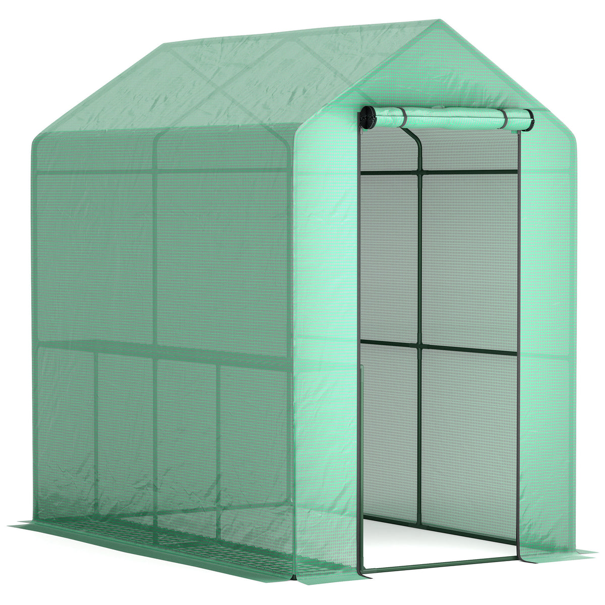 Estufa de Jardim Pe Prateleira 2 Níveis Estufa para Varanda Lona Reforçada 140 g/m² Chassis em Aço 186x120x190cm Verde — foto 1