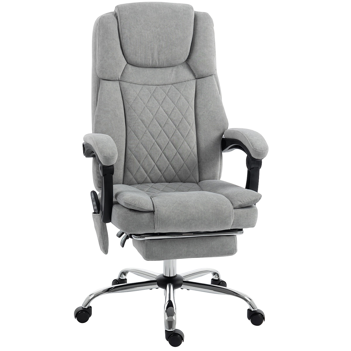 Cadeira de Escritório Massajadora Vibratória e Aquecida, Cadeira de Escritório Ergonômica em Veludo Estampado, Encosto Reclinável, Cinza — foto 1