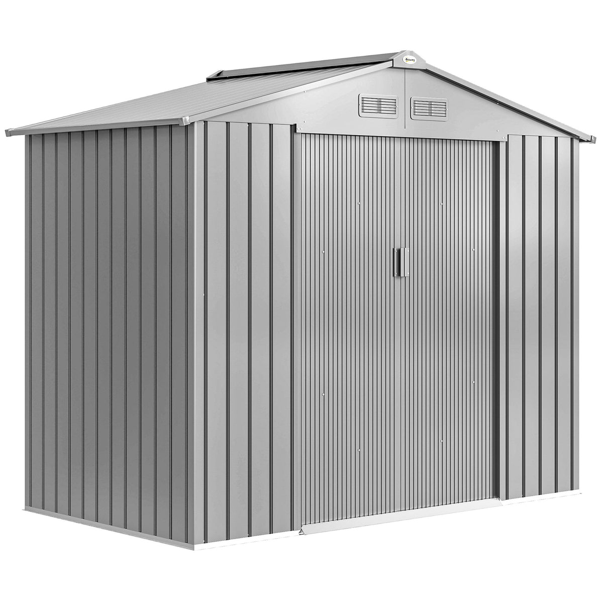 Abrigo de Jardim 2,5 m² Casa de Arrumos para Ferramentas com Kit de Fundação Cabanão com Porta Trancável Chapa de Aço Cinza — foto 1